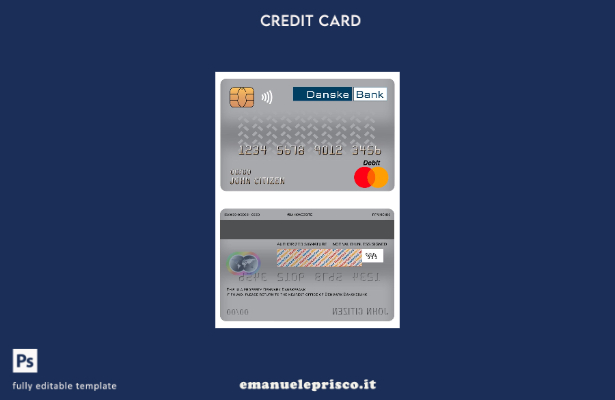modello di carta di debito principale Danimarca Danskebank stile verificato